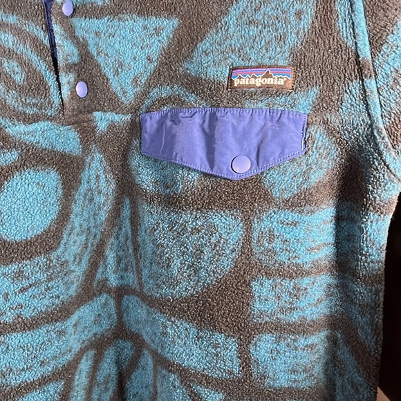 Patagonia Synchilla Snap-T Fleece Pullover Blue Forge Aztec Men’s M Women’s L - Picture 3 of 16